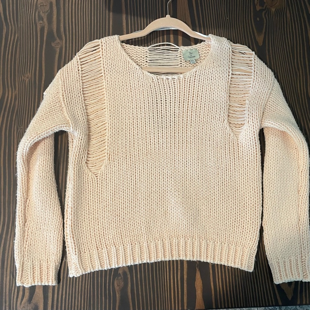 Hot & Delicious Distressed Pink Sweater